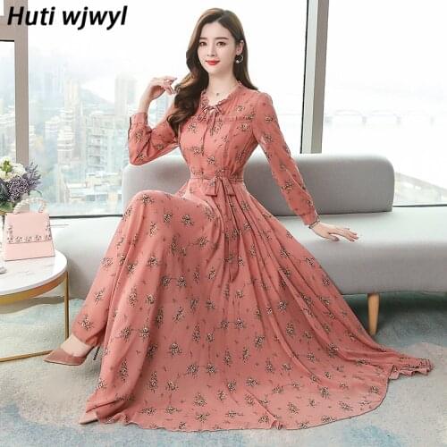 4XL Plus Size Floral Chiffon Boho Dress 2021 Spring Autumn Vintage Women Maxi Dresses White Casual Party Bodycon Long Vestidos