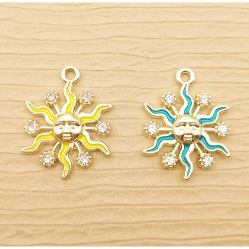 10pcs 19x24mm enamel sun charms for jewelry making crafting cute earring pendant necklace charm bracelet charms diy finding
