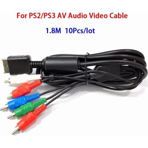 10pcs/lot For PS2/PS3 AV cable 1.8m/6FT HDTV AV Audio Video Cable AV A/V Component Cable Cord Wire For PlayStation 2 3