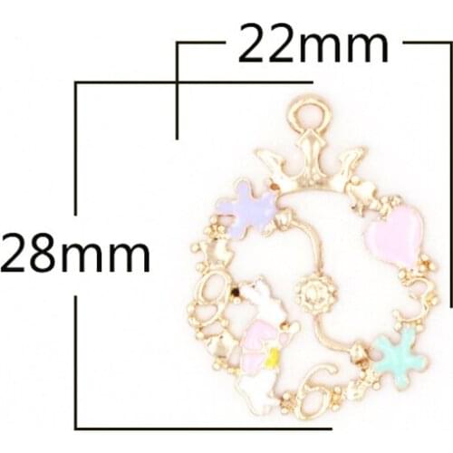 10pcs/lot Alice Crown Rabbit Dangle Handmade Enamel Charms Pendant DIY for Bracelet Necklace Bag