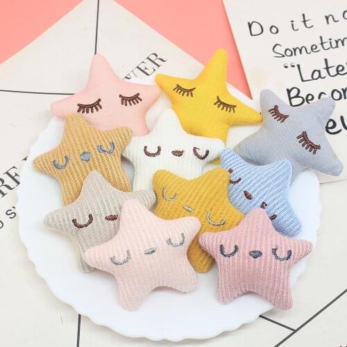 10Pcs/lot cute cartoon star doll for hair clip accessories, plush starfish appliques for diy cloth accessories
