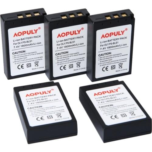 5* 1800mAh PS-BLS1 PS BLS1 PSBLS1 Rechargeable Battery for Olympus PEN E-PL1 E-PM1 EP3 EPL3 Evolt E-420 E-620 E-450 E-400 E-410