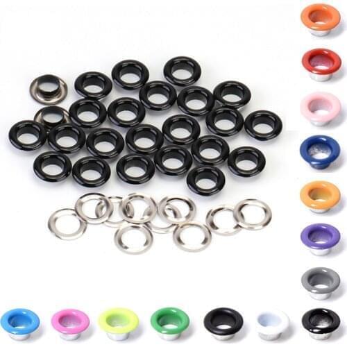 50pcs 4/5/6/8mm Eyelet with Washer Leather Craft Repair Grommet Round Eye Rings For Shoes Bag Clothing Leather Belt Hat Colorful