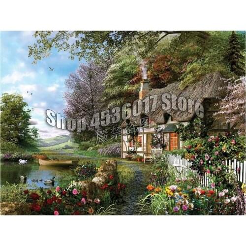 5d Diamond Mosaic Gardening & Flowers Spring Cabins Home Decor Embroidery Diy Diamond Painting Cross Stitch Kit Country Cottage