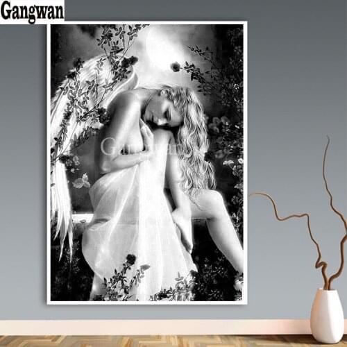 Diamond Painting Full Square round Drill black white sexy women Embroidery Sale Diamond Mosaic angle Picture Of Rhinestones art