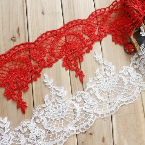White/Red Car-bone Lace Decoration Lace Trim Wedding Dress Fabric Width 17cm 1Y/lot