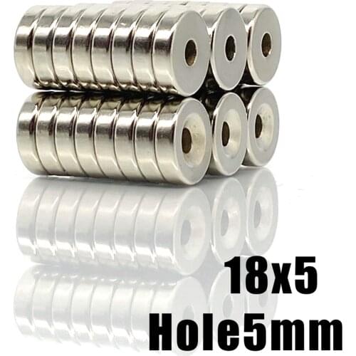 2~50PCS 18x5-5 mm Disc Rare Earth Neodymium Magnets 18*5 mm Hole 5mm Countersunk Powerful Magnetic 18x5-5mm Round Magnet 18*5-5