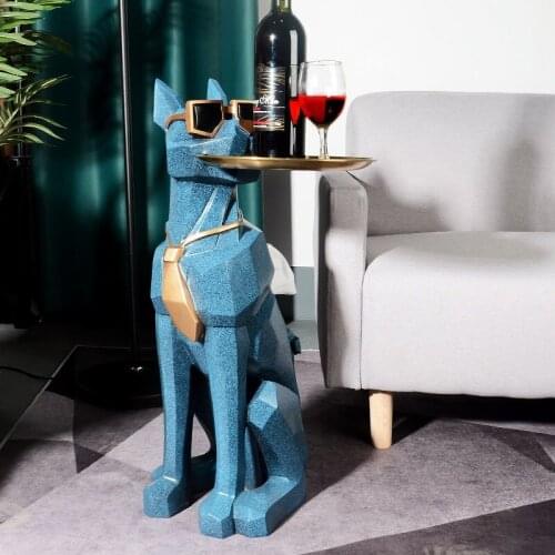 Home Decoration Resin Sculpture Doberman Storage Tray Statue Creative Gift Sculpture Living Room Decorate Statue Nordic Style