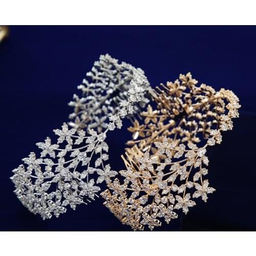 Elegant Cubic Zircon Bridal Tiaras Headbands Crystal HeadpiecesWedding Hair Accessory Prom Headdress