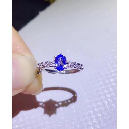 Elegant Gift for the Party New Trendy 100% Real And Natural Tanzanite Rings 925 Sterling Silver Fine Jewelry