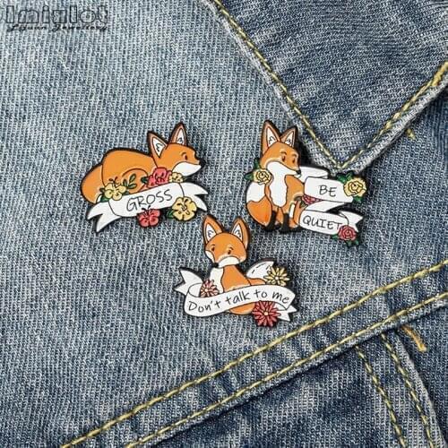 Lovely Fox Enamel Pins Custom Cartton Brooches Bag Clothes Lapel Pin Badge Animal Jewelry Gift for Kids Friends
