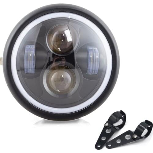 6.5" Motorcycle LED Retro Headlight Hi&Lo HeadLamp Angel Ring Moto Bulb DRL for Harley Sportster Cafe Racer Bobber Chopper