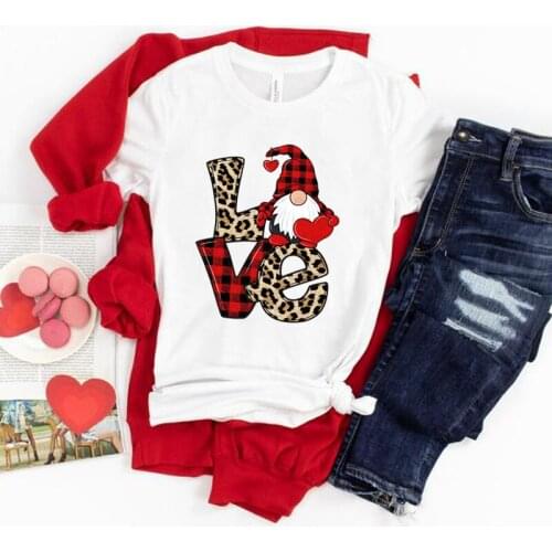 Unisex T Shirt Short Sleeve Crew Neck Plus Size Woman Tshirts Tops Harajuku Street Style Couple Clothes for Valentines Day