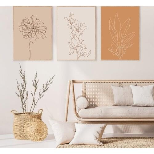 One Line Drawing Flowers Print Poster Botanical Wall Art Picture Canvas Painting Modern Aesthetic Living Room Decoration