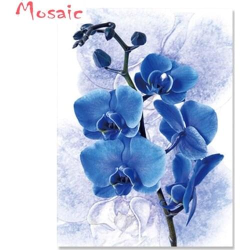 Blue Flowers Canvas painting mosaic Full square round 5D diy Diamond Painting cross stitch kits diamond embroidery wall decor