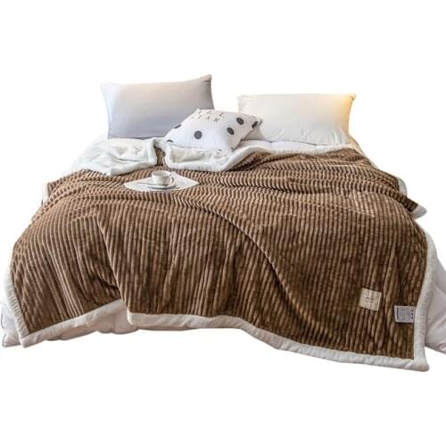 Lamb Cashmere Winter Warm Bed Blanket Plaid Home Bedding Linen Newborn Kids SLeeping Comforter