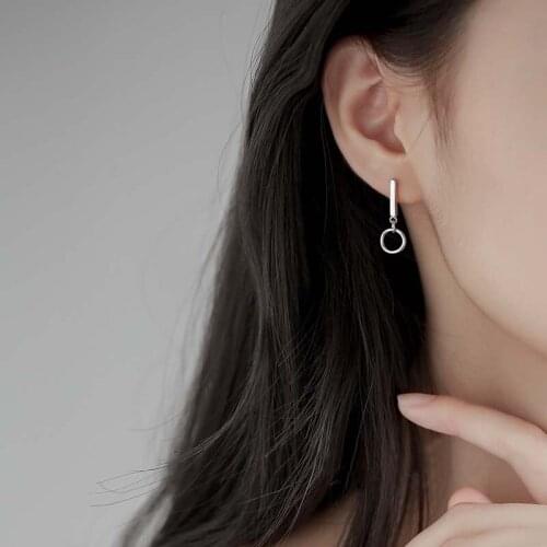 Hoop Earrings Circle Geometric For Women Asymmetrical Long Striped Word Hip Hop Fashion Design Student Couple Jewelry BOYULIGE