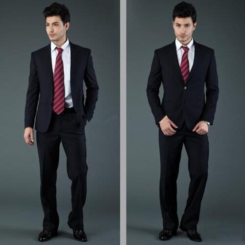 Best Selling 2016 Brand Mens Slim Fit Suits And Tuxedos For Men Blue Black Light Gray Two Button Three Piece Coat+Pants+Tie