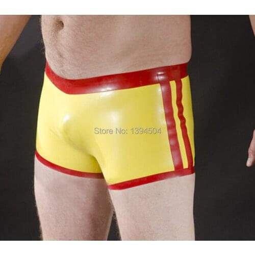 2017 Hot New Fetish Hot Sexy Lingerie Cekc Costumes Babydoll Men Handmade Spliced color Latex Pants Shorts