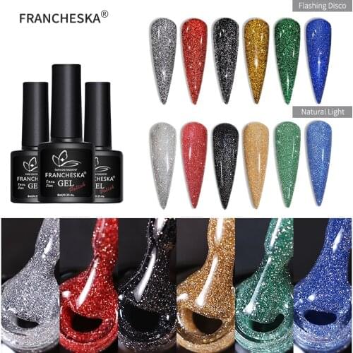 FRANCHESKA Nail Art Glitter Flash Nail Glue Phototherapy Glitter Disco Gel 8ml 3d Diy Charm Dust Voor Nail art Decoraties TSLM1