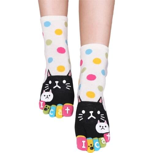 Cute Baby Kids Girls Boys Cute Cat Soft Five Fingers Cartoon Animal Socks Hosiery Toe Socks Ankle Socks Ladies