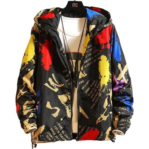 Mens Jacket Spring And Autumn New Fashion Trend Creative Tie-Dye Printing Loose Camouflage Tooling Jacket Mens Clothing