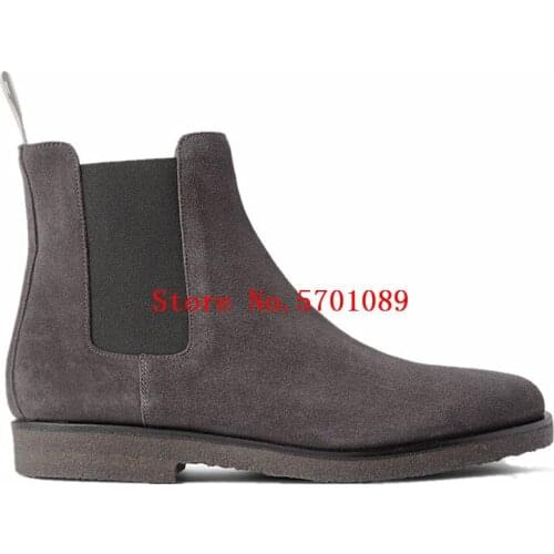 Man Common Chelsea Boots Genuine Leather London Pull On Elastic Side Panel Suede Ankle Chelsea Boots New Shoes