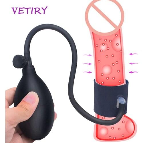 Inflatable Penis Pump Penis Erection Enlargement Sex Toys for Men Penis Trainer Cock Ring Male Enhancement Pumps Sex Products
