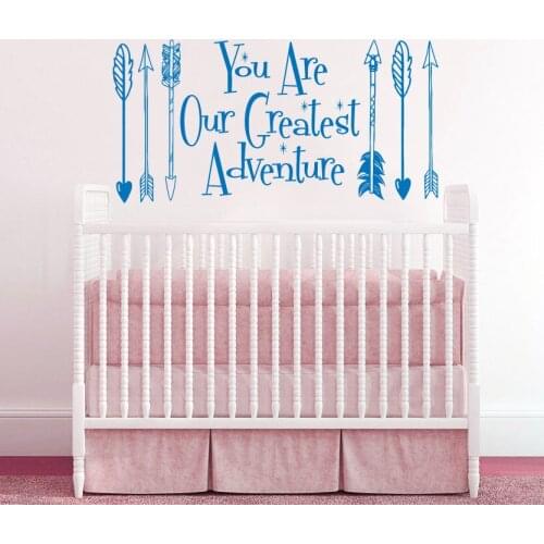 Arrow Feather Arrows Wall Decal Adventure Quote Decor Vinyl Wall Sticker Kids Room Nursery Interior Design Decor Art Mural LA728