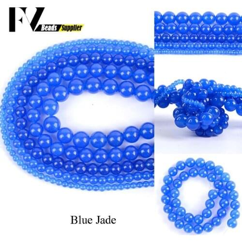 Natural Blue Jades Stone Round Beads Diy Jewelry 4 6 8 10 12mm Spacer Beads for Jewellery Making Handicraft Accessories 15inches