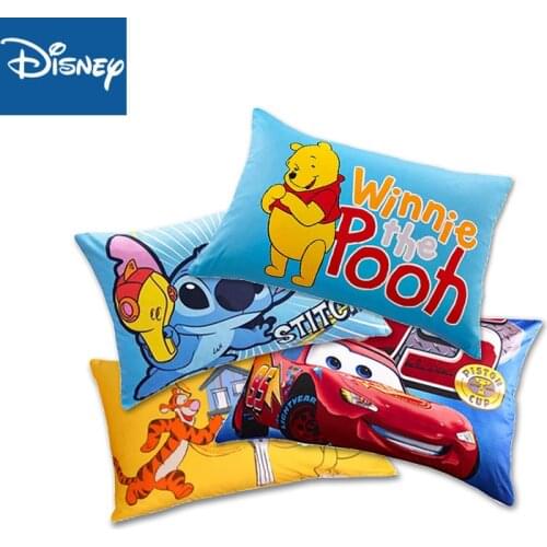 Disney 100% Cotton Pillowcases 1pcs Cartoon Winnie The Pooh Mcqueen Stitch Couple Pillow Cover Decorative Pillowshams 48x74cm