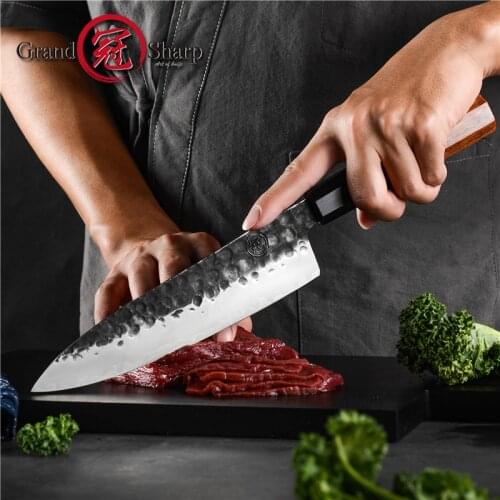 7.8 Inch Hamdmade Chef Knife 3 Layers Japanese AUS10 Steel Kitchen Knives PRO Tools withGift Box GRANDSHARP