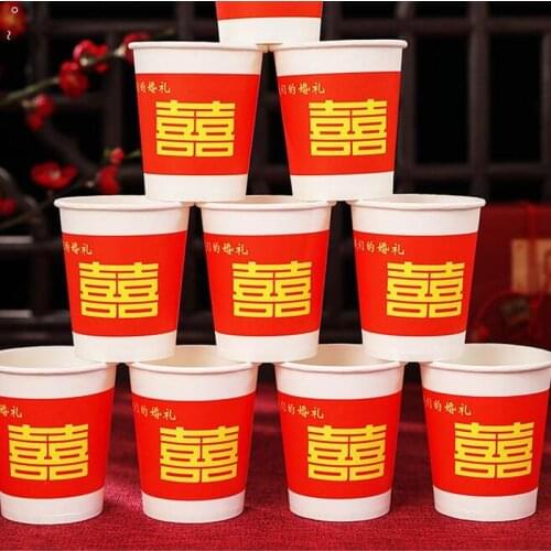 OEM 50pc 250ml Paper Cups Wedding Tea Milk Paper Cup Disposable Coffee Cup Drinking Accessories Party Supplies Accept Customize