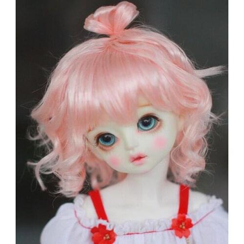 NEW BJD Doll Wig Short curly hair Cute little pigtail Pink/Milk Golden/Brown For 1/4 17-19cm BJD Doll Accessories