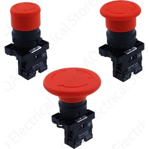 1PCS Red Mushroom Emergency Stop Switch XB2-ES542 XB2-ES442 XB2-ES642 22mm NC N/C Push Button Switch 600V 10A