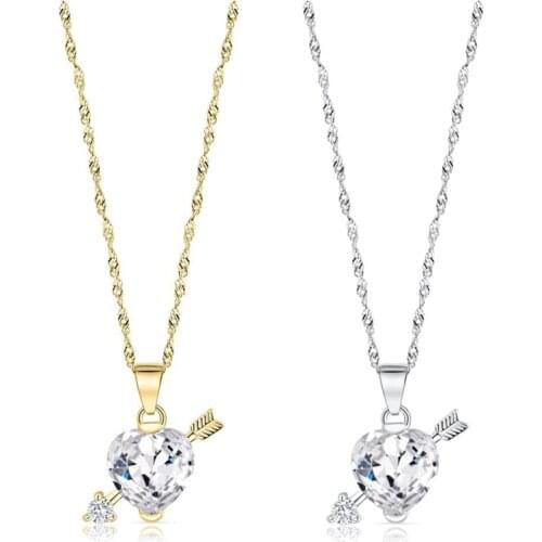 Peach Heart Cupids Arrow Clavicle Chain Love Pendant One Arrow Pierced Heart Necklace Temperament Niche Heart Necklace