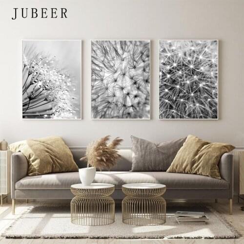 Nordic Style Poster Dandelion Canvas Picture for Living Room Black and White Wall Art Decorative Picture for Home Decor Painting