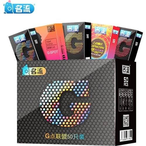 Mingliu 50pcs(5 boxes) G-spot Stimulation Condoms 5 Types Ultra Thin Lubricating Condones Penis Sleeve Extender Kondom For Men