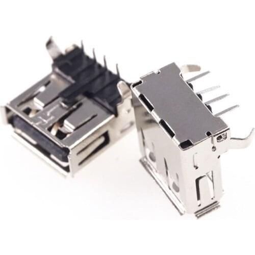 USB Connector 2.0 Type A Female Receptacle Socket Right Angle kink terminal Through Holes DIP PCB 1 Port 30 VAC XM7A0442