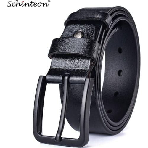 Schinteon Men Genuine Leather Belt Buckle Jeans Cowskin Casual Belts Business Cowboy Waistband Male Fashion Designer