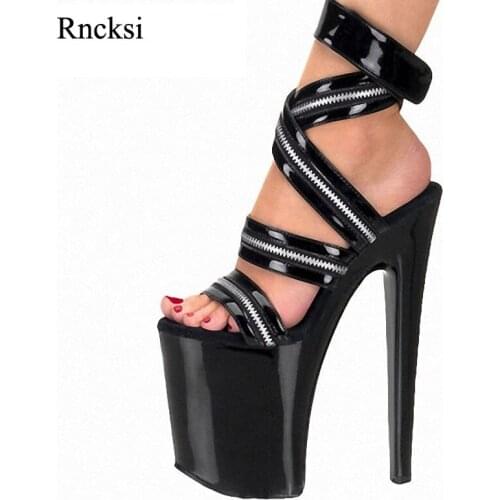 Rncksi Women Sexy Straps Dance Sandal Shoes 20CM Ultr High Heel Platforms Fashion Pole Model Sandals Party Wedding Sandals Shoes