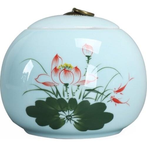 Hand-painted ceramic pet urn size sealed cans