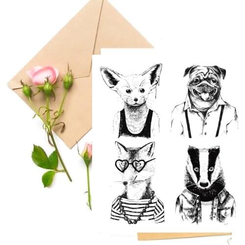 Dog / Fox Clear Stamps For DIY Scrapbooking Card Making Silicone Stamps Fun Decoration Supplies