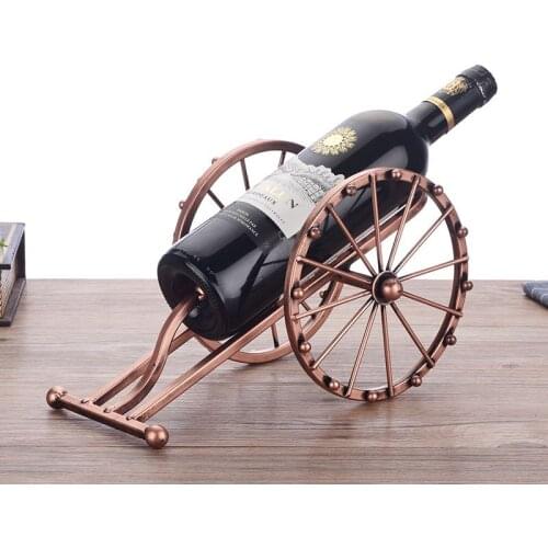 Antique Iron Art Cannon Model Wine Bottle Holder Decorative Metal Artillery Miniature Wine Rack Barware Ornament Craftworks