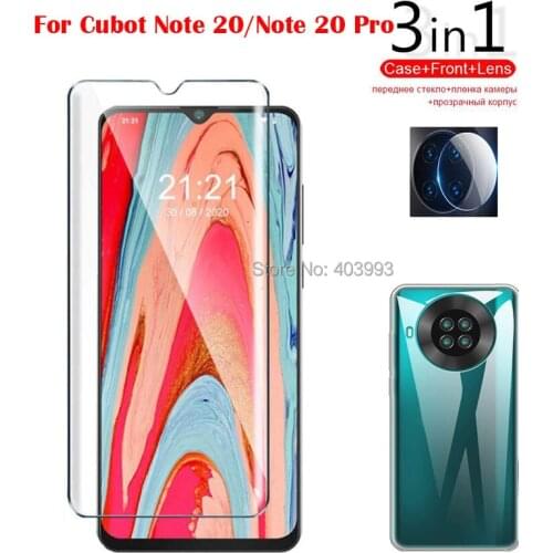 3-in-1 Case Glass For Cubot Note 20 Pro Screen Protector Glass Full Protection on For Cubot Note 20 Camera Lens Glass