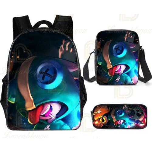 Shooter Cartoon Star, and Sandy Shoulder Tops Teen Bag Shoot Kids Pencil Bag Leon Game 3D Student Boys Girls Harajuku Backpack
