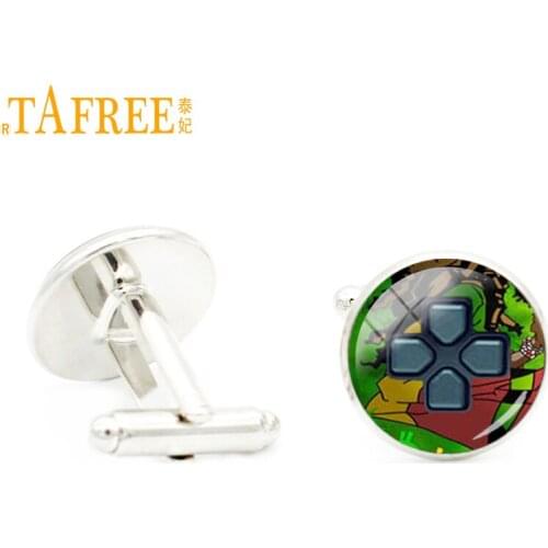 TAFREE 2017 Cool Video game controller Cuff Link Art Picture glass cabochon dome High Quality for chilrdren gift jewelry H606
