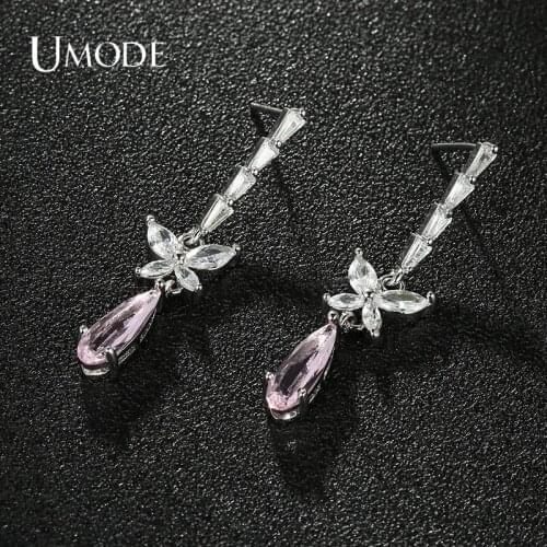 UMODE Water Drop Cubic Zirconia Earrings for Elegant Women Bridal Wedding Jewelry Party butterfly Earring Gift UE0724