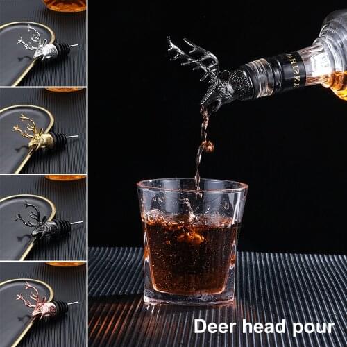 Zinc Alloy Wine Pourer Bottle Stoppers Deer Elk Lion Bull Head Bar Tools Wedding Party Drinks Wine Aerators Kitchen Accessories