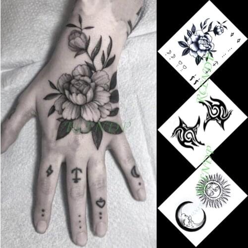 Waterproof Temporary Tattoo Sticker Sun Moon Totem Pattern Stickers In Hand Flash Tattoo Fake Tattoo for Men Women Girl 3 Pcs